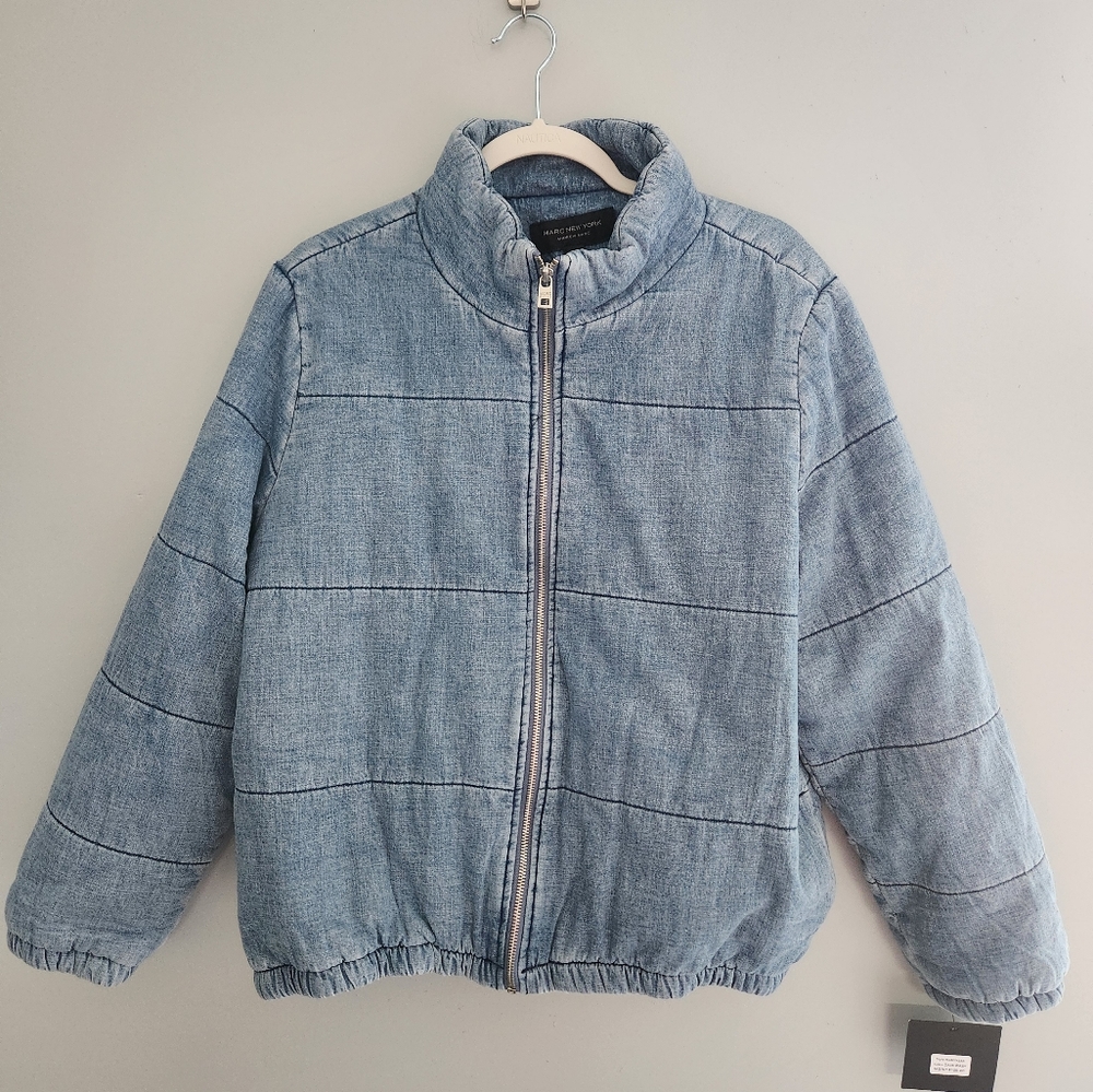 Marc New York Zippered Jean Medium Weight Quilted Denim Jacket